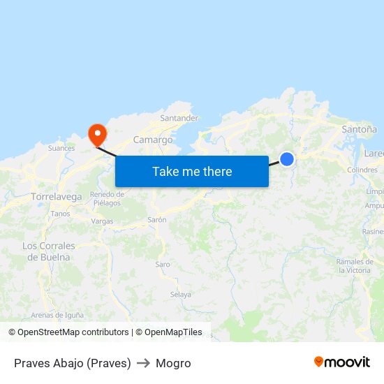 Praves Abajo (Praves) to Mogro map