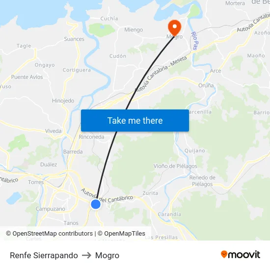 Renfe Sierrapando to Mogro map