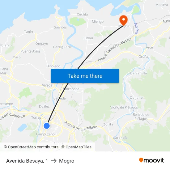 Avenida Besaya, 1 to Mogro map
