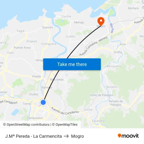 J.Mª Pereda - La Carmencita to Mogro map