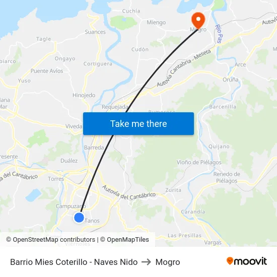 Barrio Mies Coterillo - Naves Nido to Mogro map