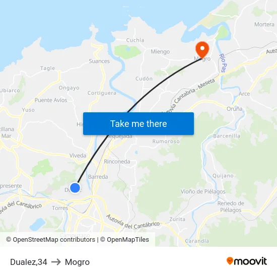 Dualez,34 to Mogro map