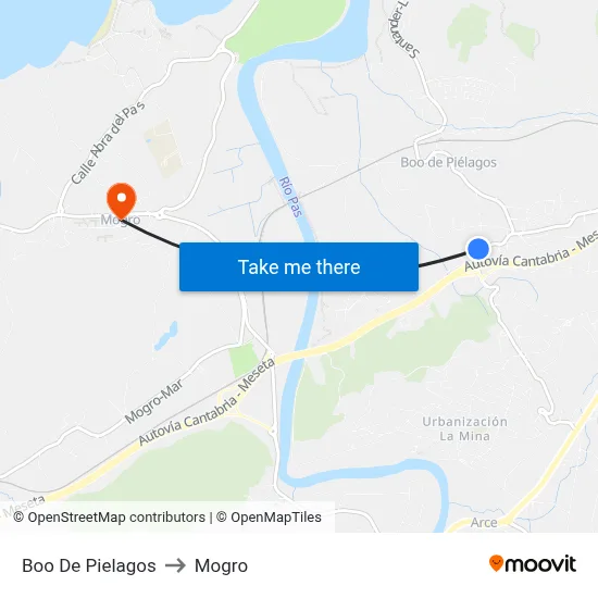 Boo De Pielagos to Mogro map