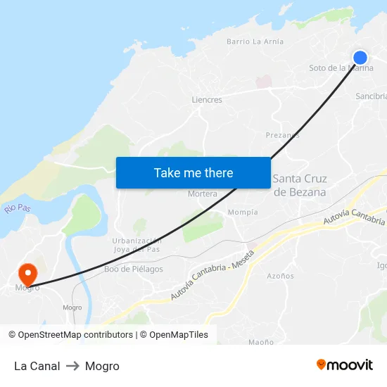 La Canal to Mogro map