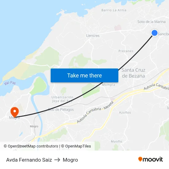 Avda Fernando Saiz to Mogro map