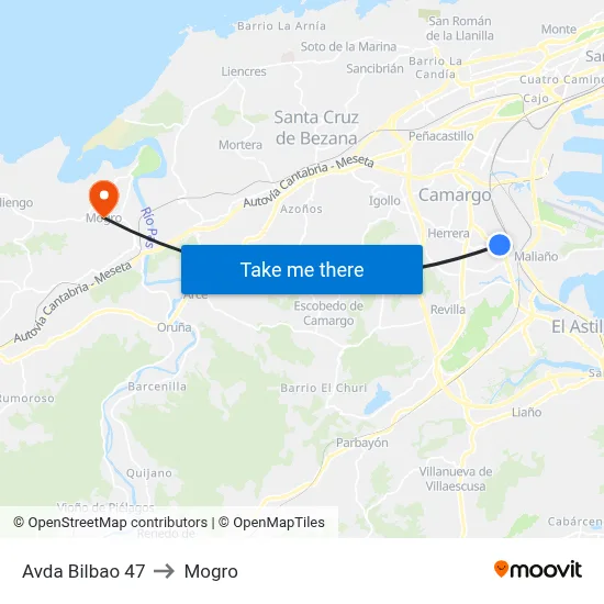Avda Bilbao 47 to Mogro map