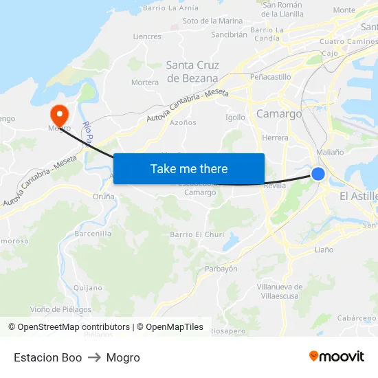 Estacion Boo to Mogro map