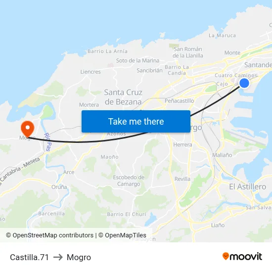 Castilla.71 to Mogro map