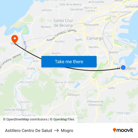 Astillero Centro De Salud to Mogro map