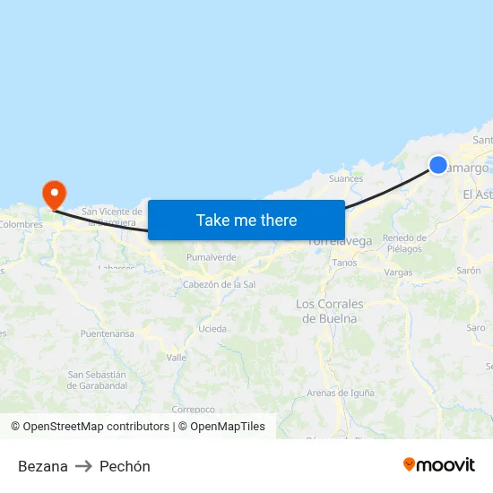 Bezana to Pechón map