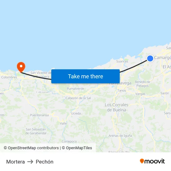 Mortera to Pechón map