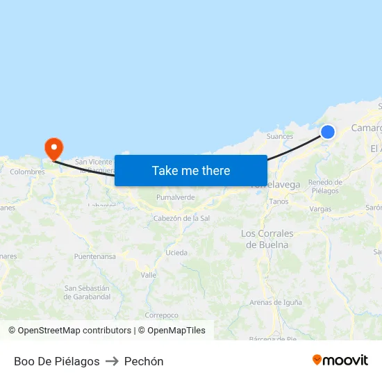 Boo De Piélagos to Pechón map
