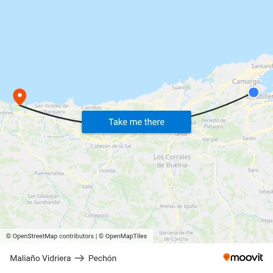 Maliaño Vidriera to Pechón map