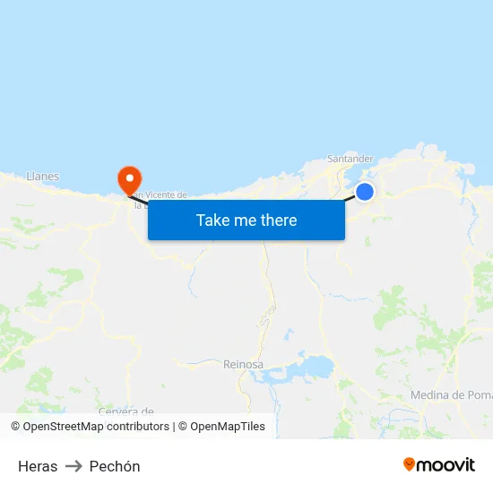 Heras to Pechón map