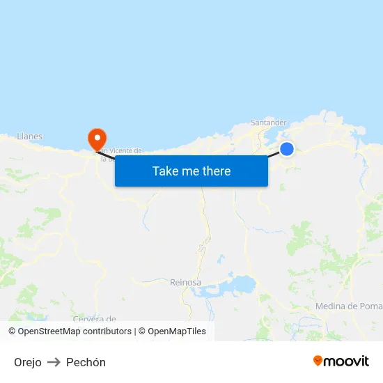 Orejo to Pechón map