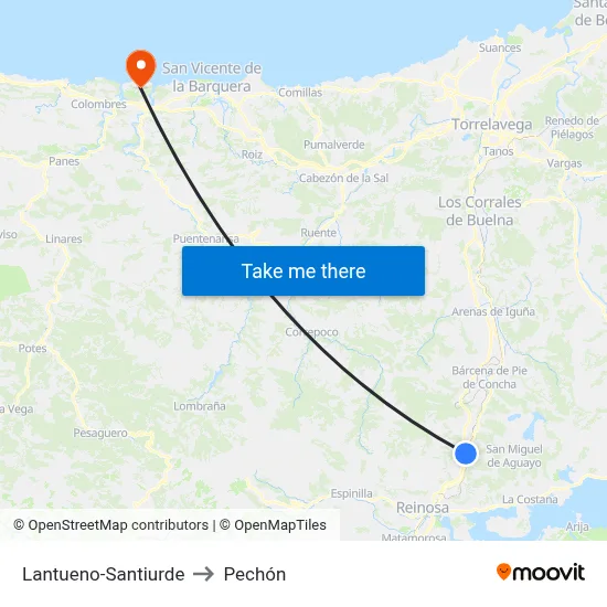 Lantueno-Santiurde to Pechón map