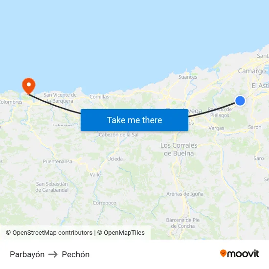 Parbayón to Pechón map