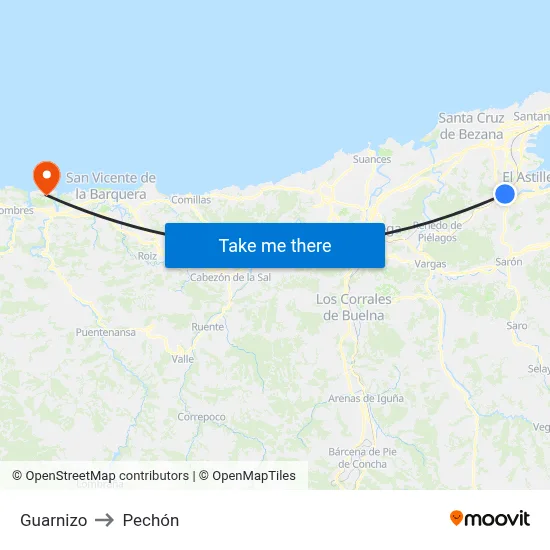 Guarnizo to Pechón map