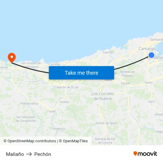 Maliaño to Pechón map