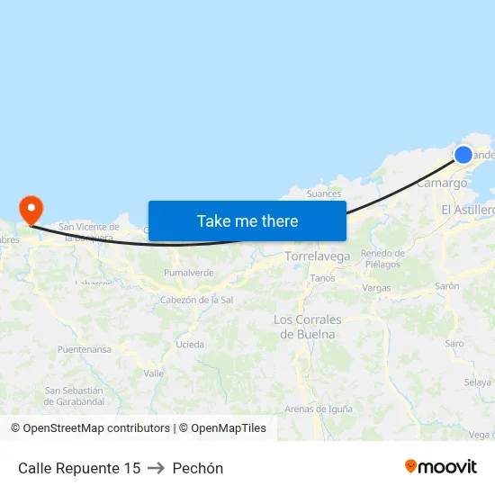 Calle Repuente 15 to Pechón map