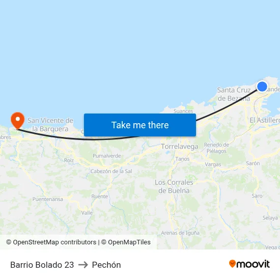 Barrio Bolado 23 to Pechón map