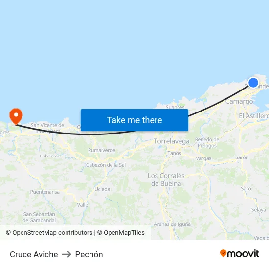 Cruce Aviche to Pechón map