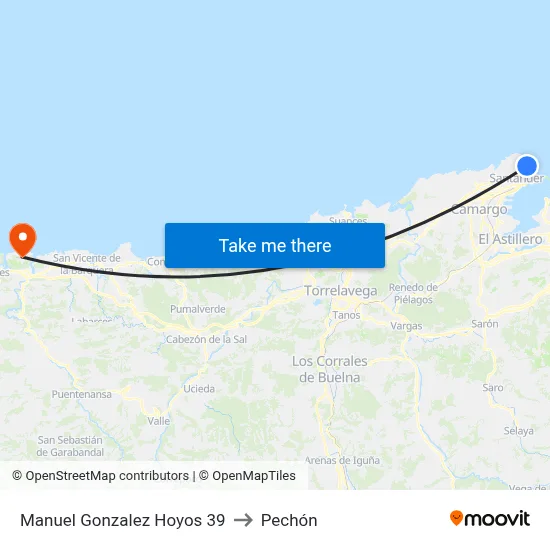 Manuel Gonzalez Hoyos 39 to Pechón map