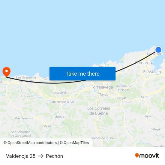 Valdenoja 25 to Pechón map