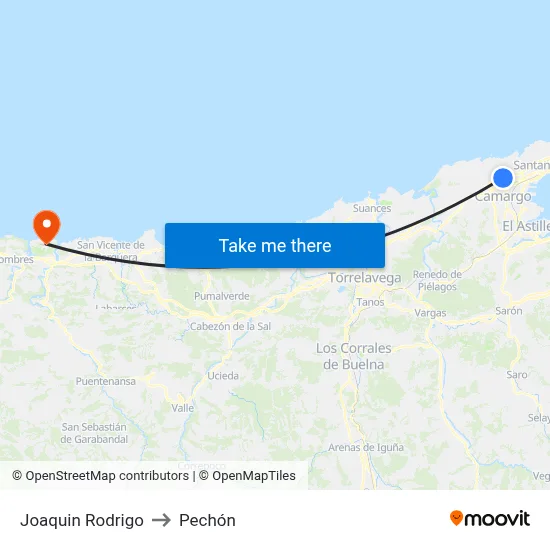 Joaquin Rodrigo to Pechón map
