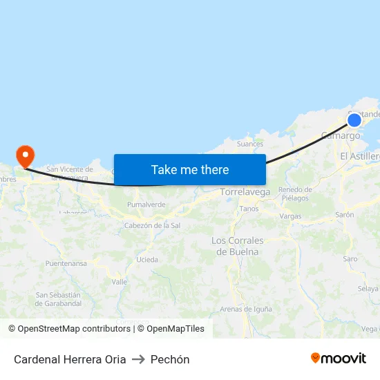 Cardenal Herrera Oria to Pechón map