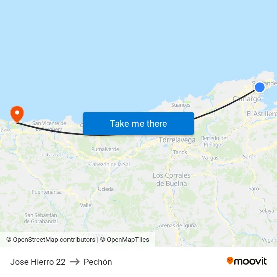Jose Hierro 22 to Pechón map