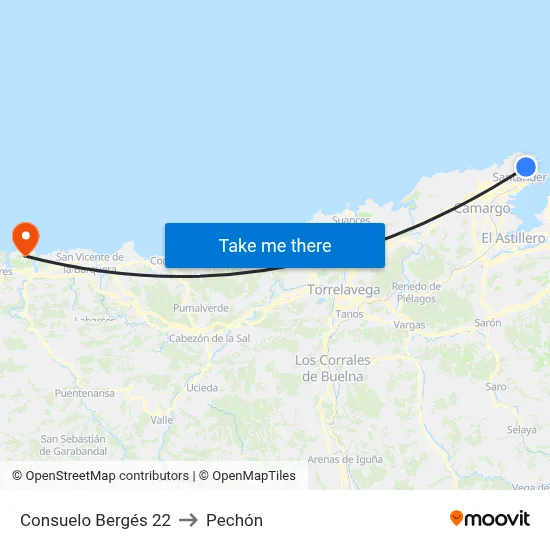 Consuelo Bergés 22 to Pechón map