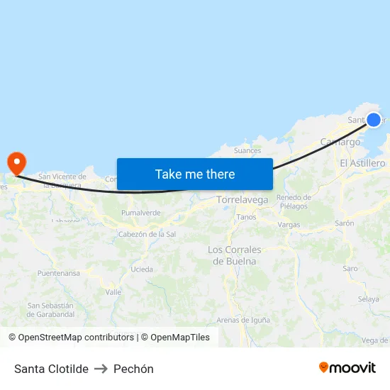 Santa Clotilde to Pechón map