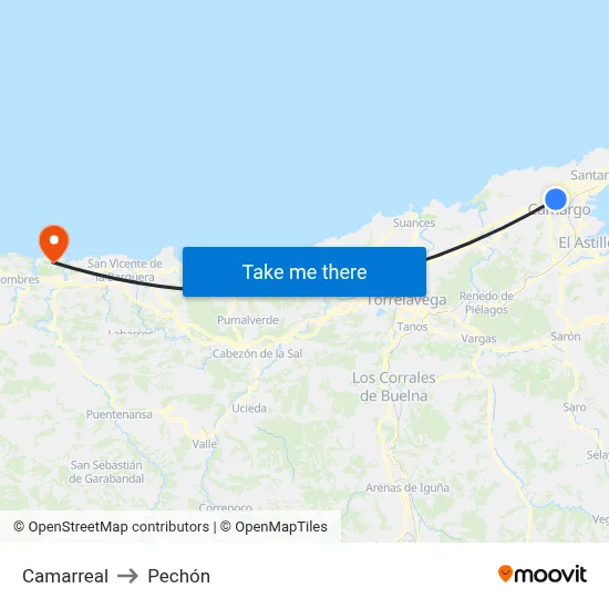 Camarreal to Pechón map