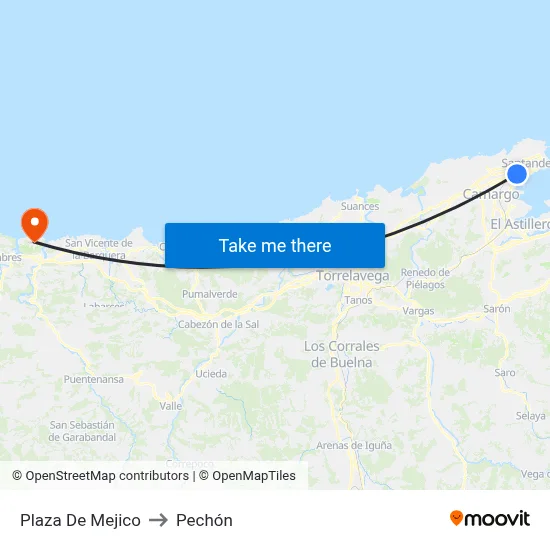 Plaza De Mejico to Pechón map