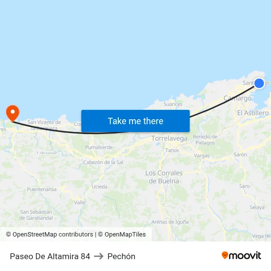 Paseo De Altamira 84 to Pechón map
