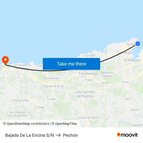 Bajada De La Encina S/N to Pechón map