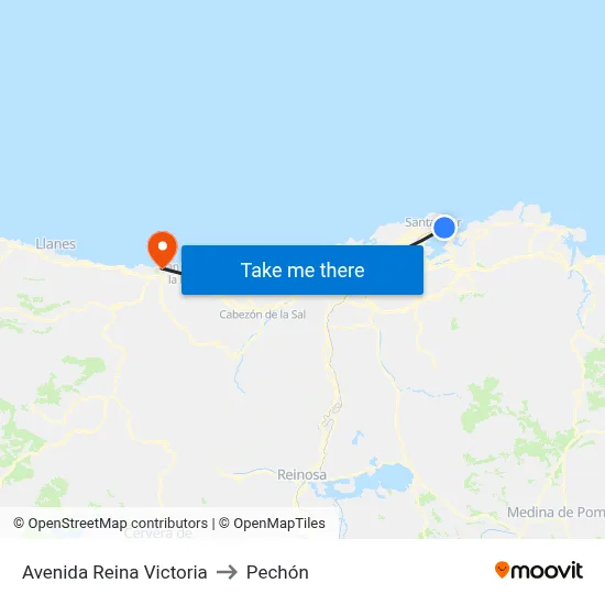 Avenida Reina Victoria to Pechón map