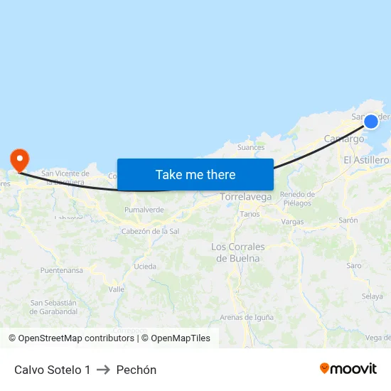 Calvo Sotelo 1 to Pechón map