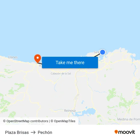 Plaza Brisas to Pechón map