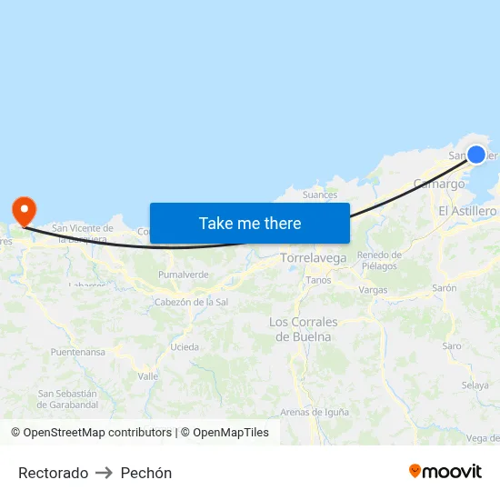 Rectorado to Pechón map