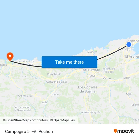 Campogiro 5 to Pechón map