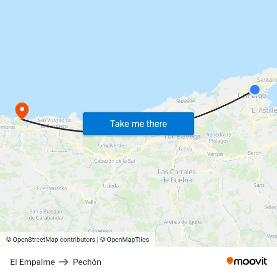 El Empalme to Pechón map