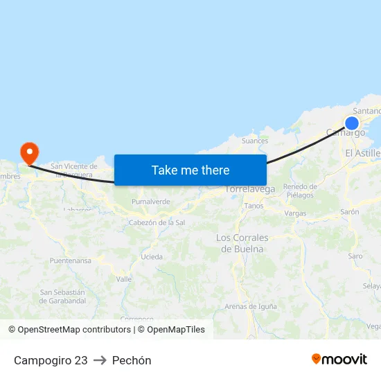 Campogiro 23 to Pechón map