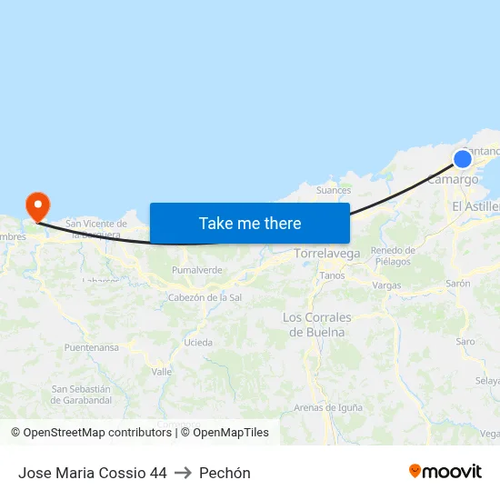 Jose Maria Cossio 44 to Pechón map