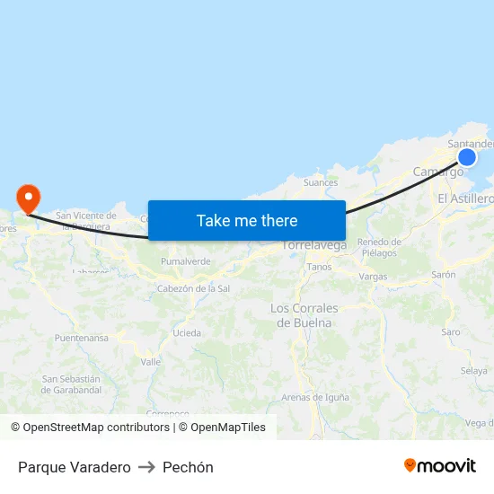 Parque Varadero to Pechón map