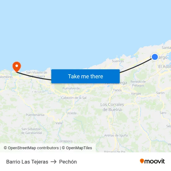 Barrio Las Tejeras to Pechón map