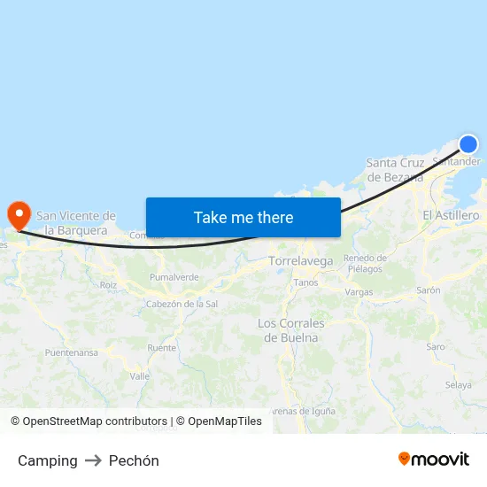 Camping to Pechón map