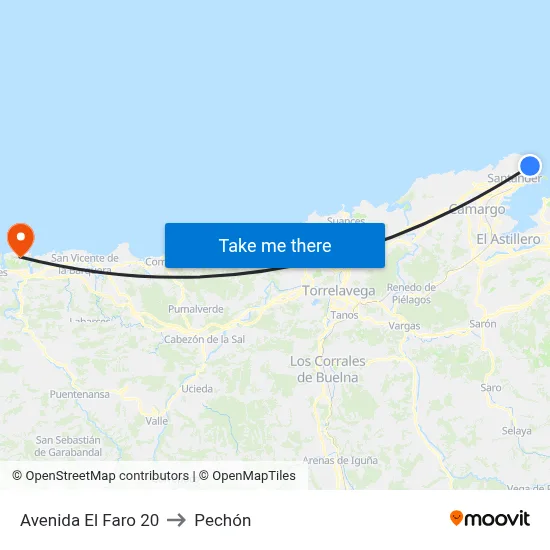 Avenida El Faro 20 to Pechón map