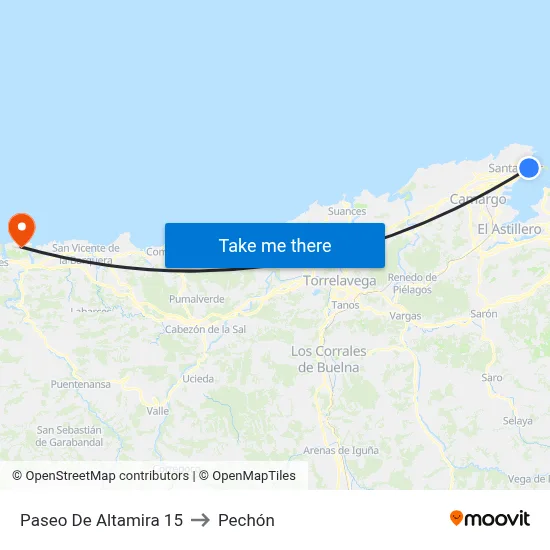 Paseo De Altamira 15 to Pechón map